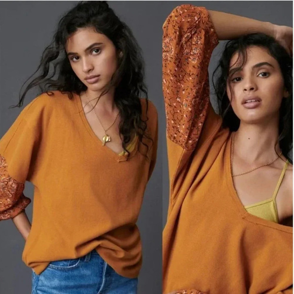 ANTHROPOLOGIE Annette Thermal Waffle Knit/Floral Top - Small - Picture 6 of 8